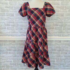 Gymboree Red Plaid Tiered Tiered Dress Womens Medium Holiday